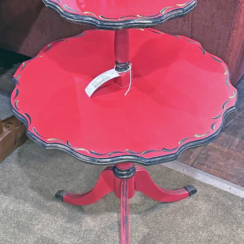 Red Pie Crust Table