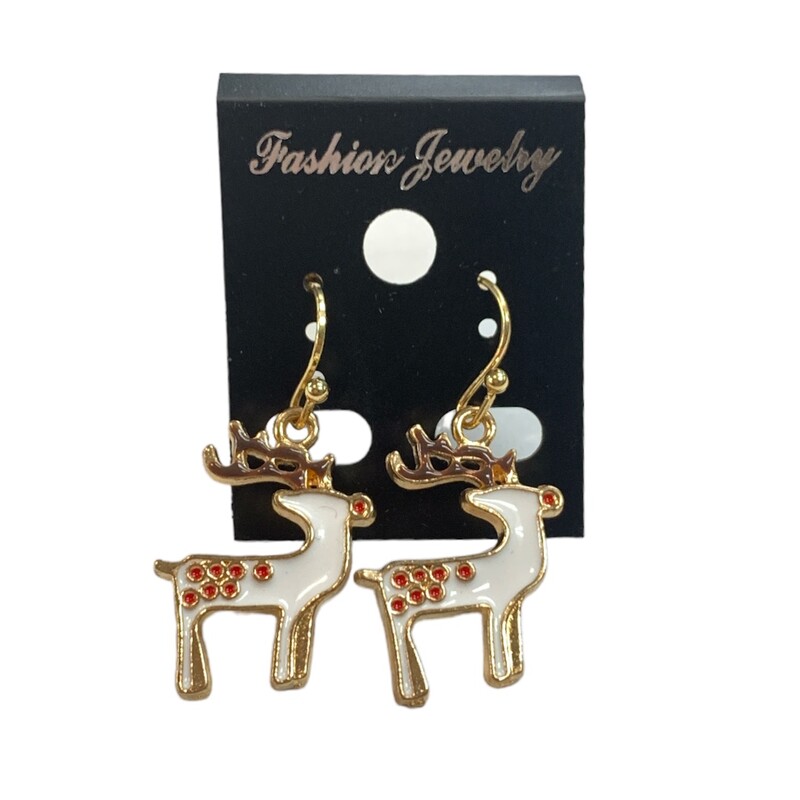 Holiday Reindeer  Earring, White/gl, Size: None