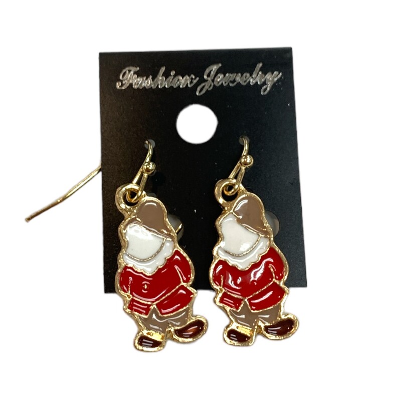 Holiday Santa Earrings, Red/whit, Size: None