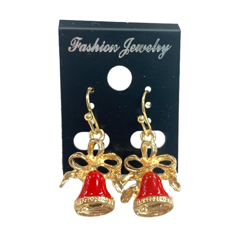 Holiday Bell Earrings, Red/gld, Size: None