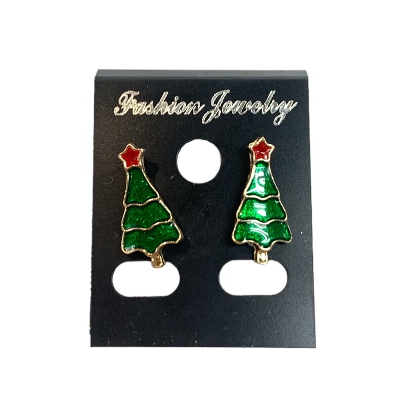 Holiday Tree Earrings, Grn/red, Size: None