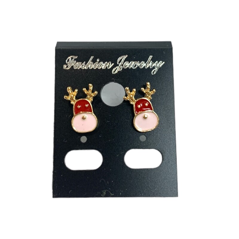 Holiday Reindeer Earrings, Red/pnk, Size: None