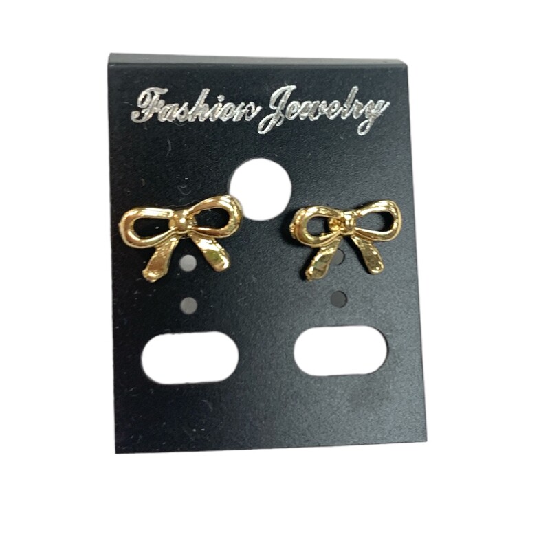 Holiday Bow Earrings, Gold, Size: None