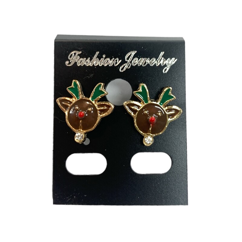 Holiday Reindeer Earrings, Grn/gld, Size: None