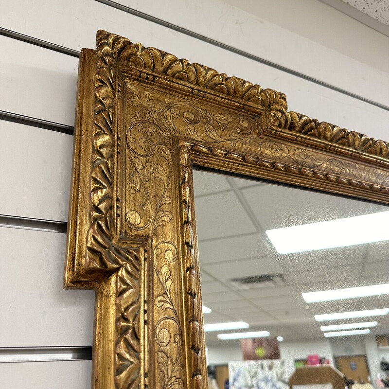 Ornate Rectangular Mirror, Gold Gilt
Size: 30x49