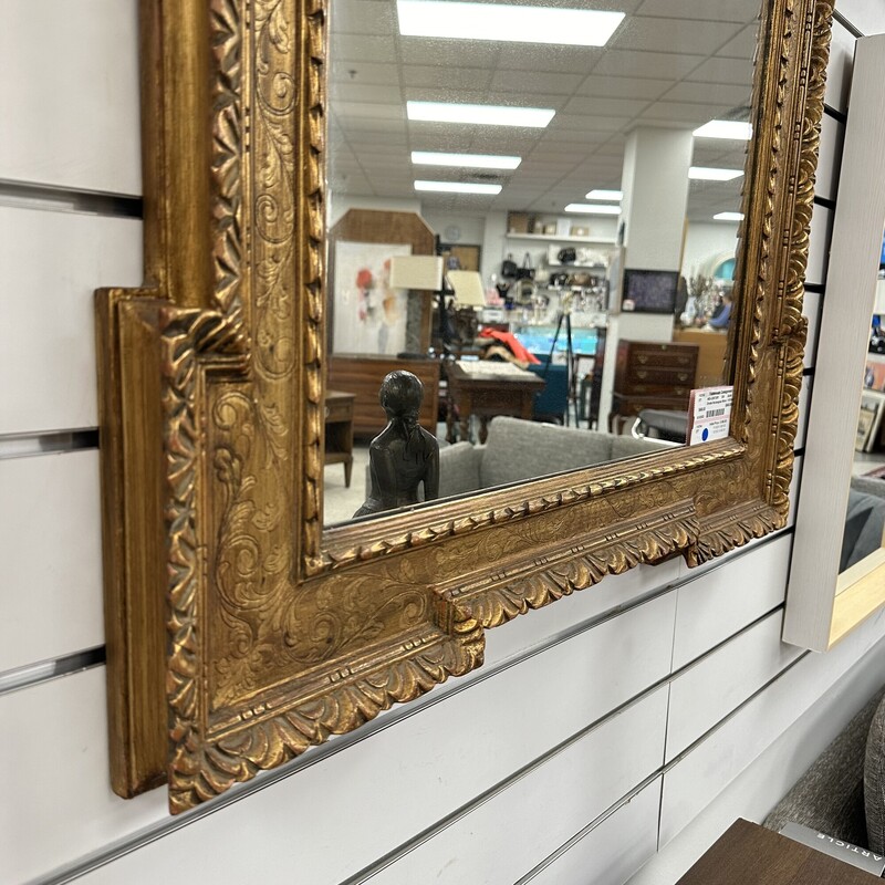 Ornate Rectangular Mirror, Gold Gilt
Size: 30x49