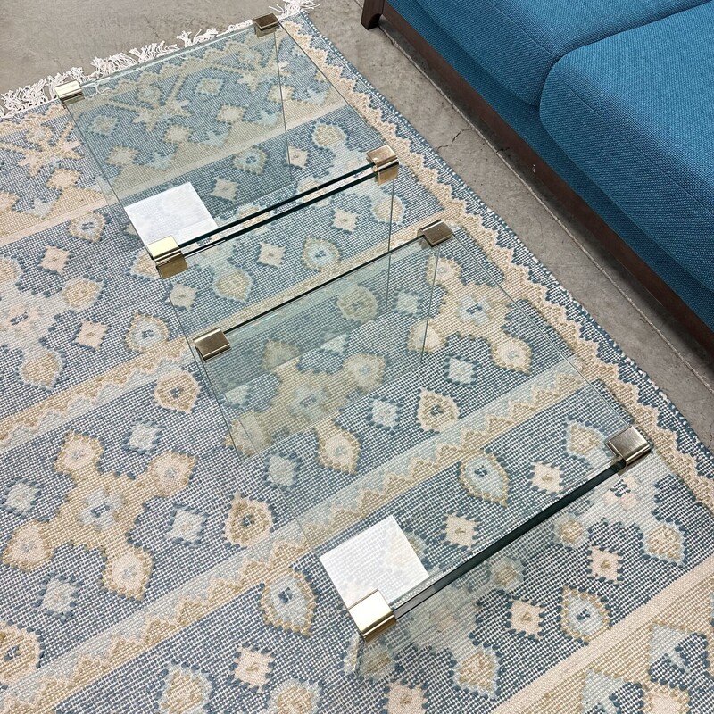 Two Mid Century Modern Glass Waterfall Side Tables, sold together as a PAIR
Size: 16x16x16