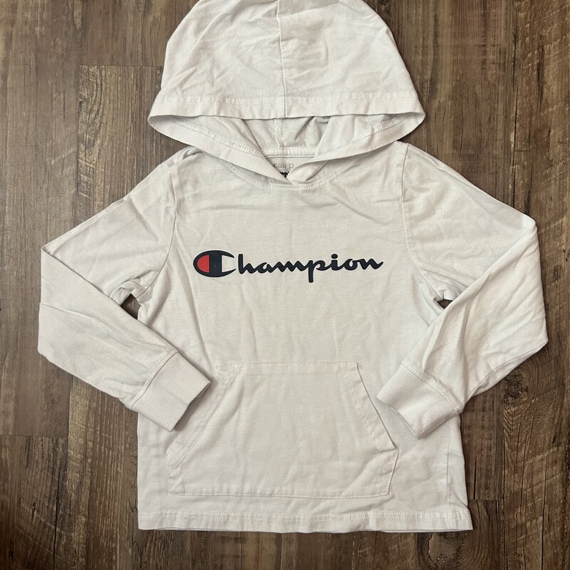 Champion Logo Thin Hoodie, White, Size: Toddler 6t