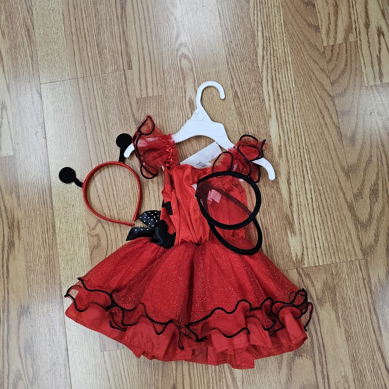 RED DRESS WITH WINGS, RED, Size: 2T