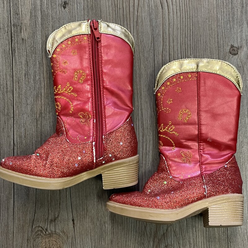 Disney Jessie Cowboy Boots, Red Glitter, Size: 7-8T