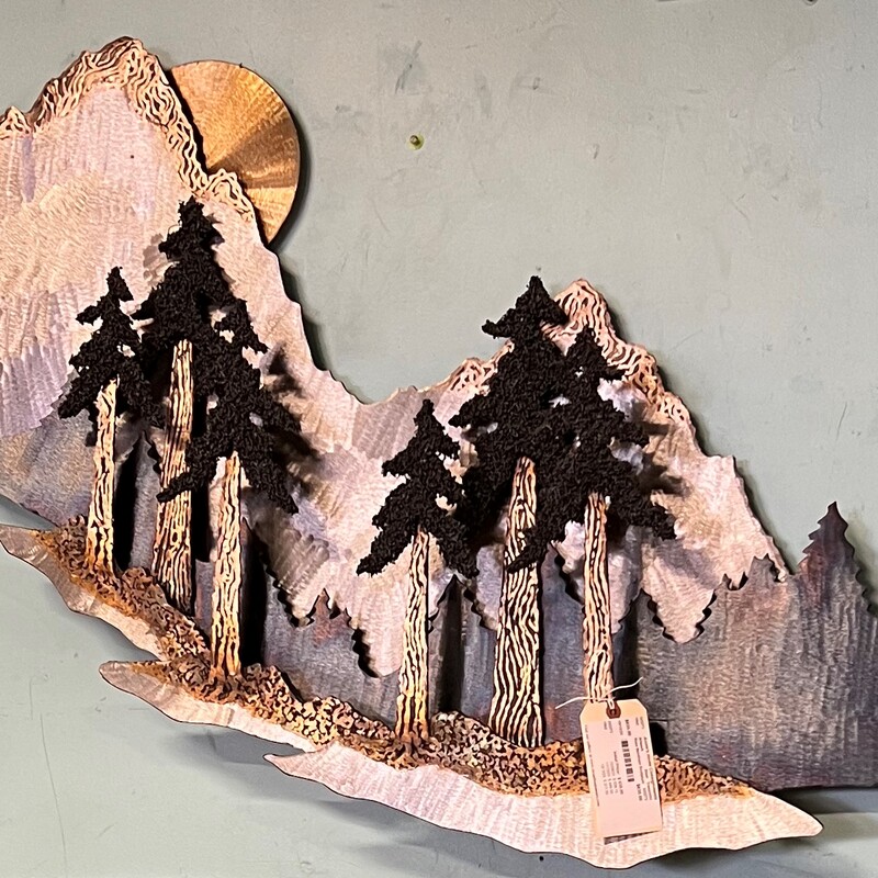 Ross Bendixen Sculpture, Steel, Trees/Mountain