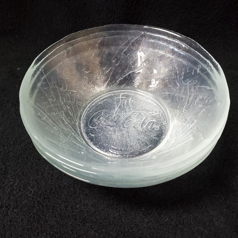 Set/4 Coca Cola Bowls, Clear, Size: 6D