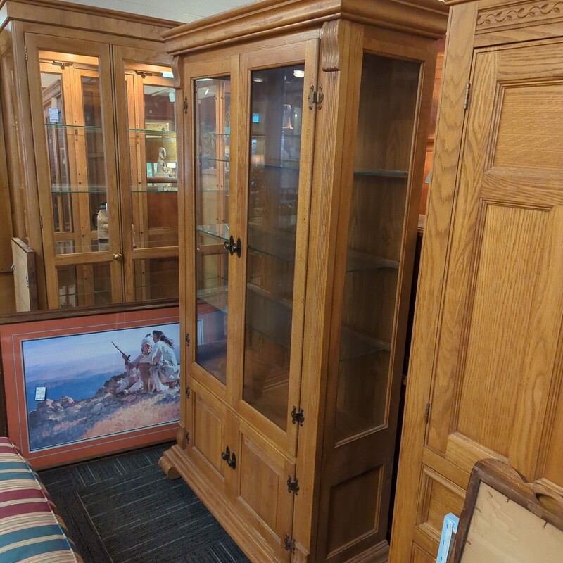 Oak display cabinet. 40in wide 16in deep 74in high