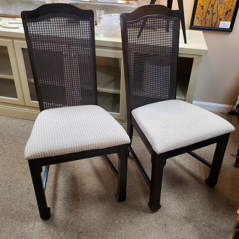 Pair Cane Back Chairs, DkBrwn, Size: 20W