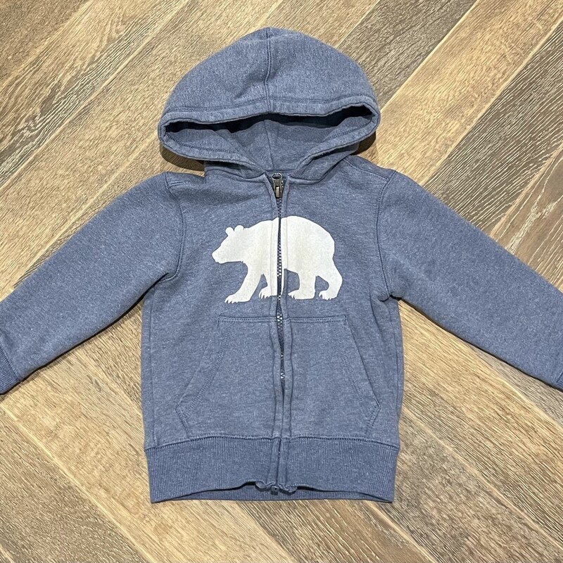 Hatley  Zip Up Hoodie, Blue with White Polar Bear, Size: 3Y