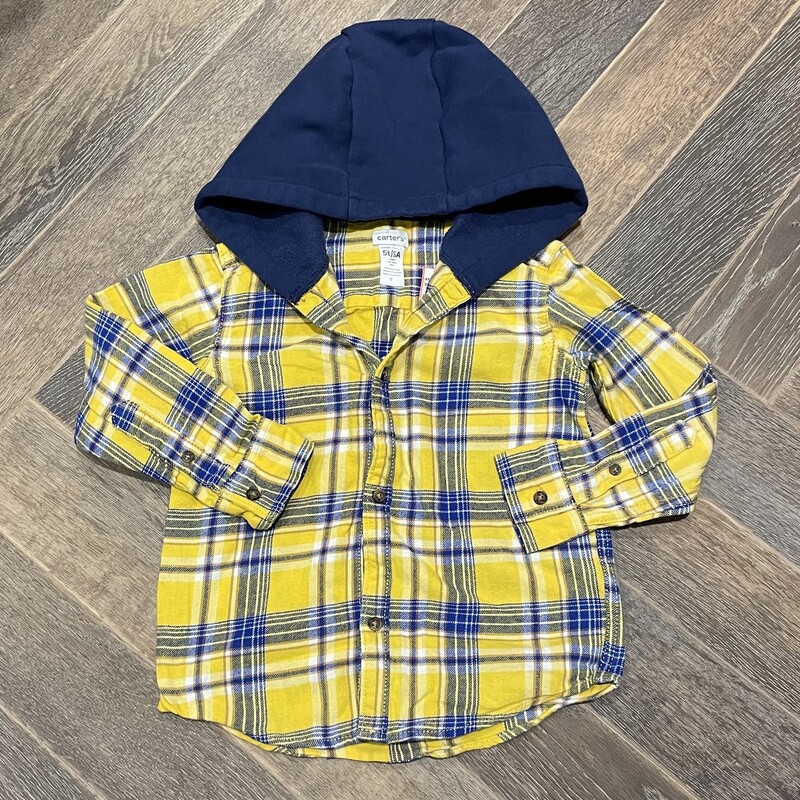Carters Shirt/Hoodie, Navy/Yellow, Size: 5Y