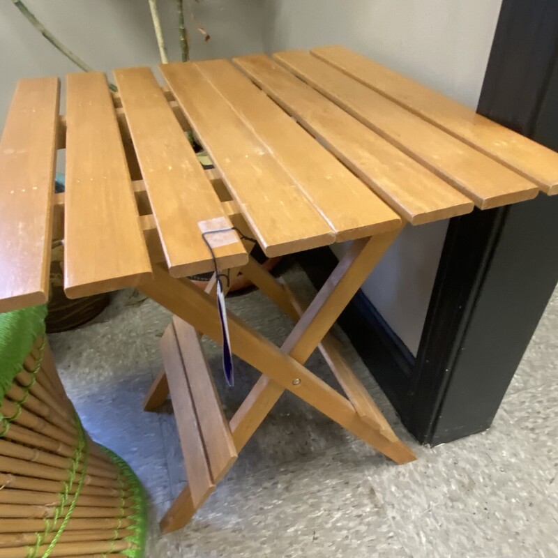 Folding Slat Table, Pine, Size: 18x20x21