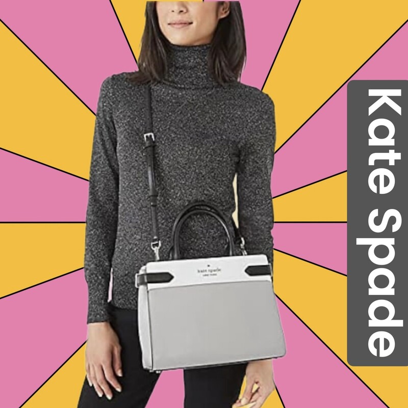 KATE SPADE
Brand New with Tags
-Kate Spade New York Staci Colorblock Medium Satchel Nimbus Grey Multi
-8.62\"h x 10.87\"w x 5\"d handle drop: 5.5\" drop: 22\" -saffiano two way spade jacquard lining satchel with zip closure
Original Retail:  $399.00
This bag id new with no marks, stains or flaws.
Makes a great gift.