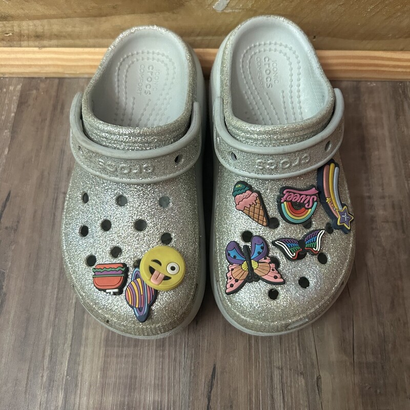 Crocs Comfort Glitter, Silver, Size: Shoes 1