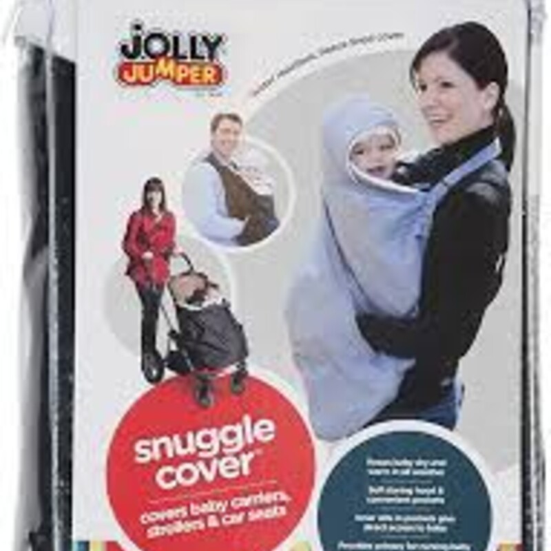 JJ Snuggle Cover, Grey, Size: NEW<br />
<br />
Covers Baby Carriers, Strollers & Car Seats<br />
<br />
Water repellent, fleece lined cover<br />
Keeps baby dry and warm in all weather<br />
Self storing hood and convenient pockets<br />
Inner slits in pockets give direct access to baby<br />
Fold over collar provides softness for baby's face