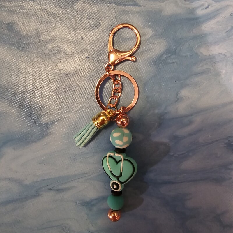 KEYRING HEART STETHOSCOPE, TURQUOIS