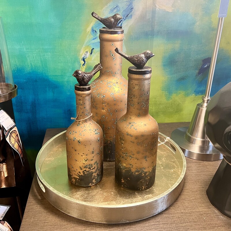Bird Bottles, None, Size: Set Of 3