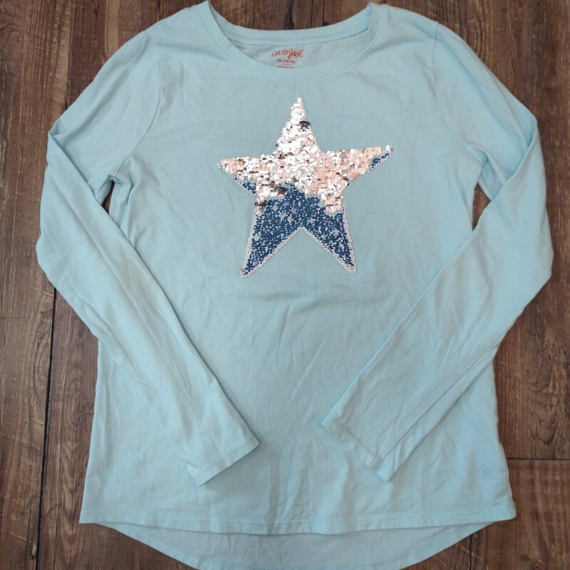 Cat & Jack Sequin Star T, Babyblue, Size: Youth XL