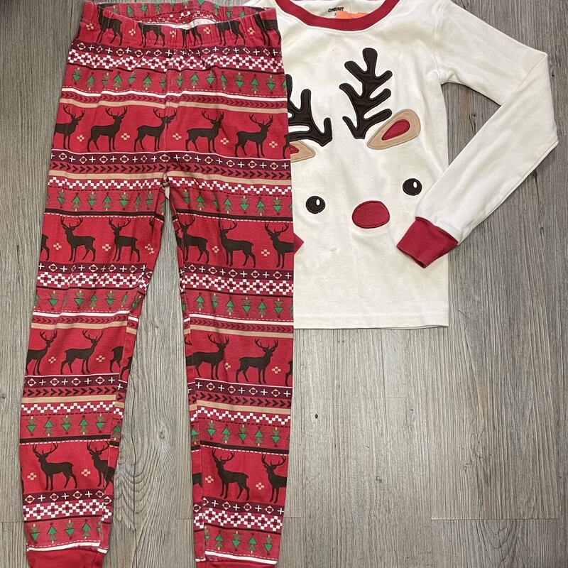 Gymboree LS Reindeer Pajamas, Red/Cream, Size: 7Y