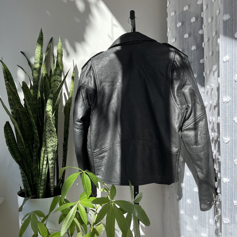 Shaf Vintage Leather Jacket, Black with Silver Hardware