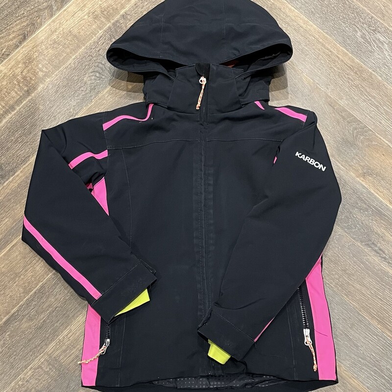 Karbon Ski Jacket, Blk/pink, Size: 8Y