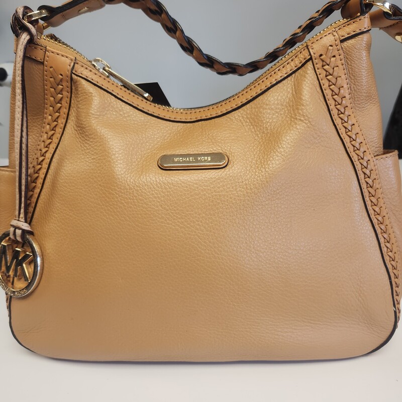 Michael Kors, Brown leather braided handle hobo
 Size: Os