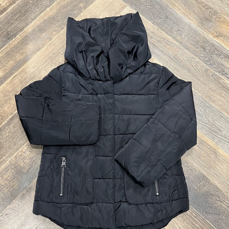 Zara Puffer Jacket, Black, Size: 5-6Y