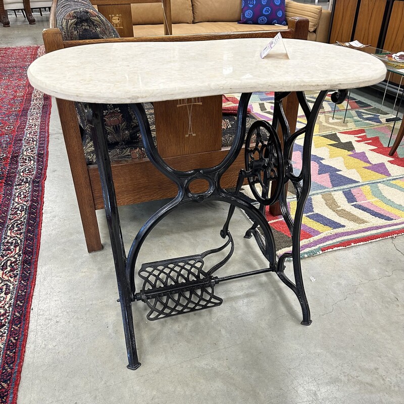 Vintage Sewing Table Base + Marble Top (has chip)
Size: 31L x 21W x 29H