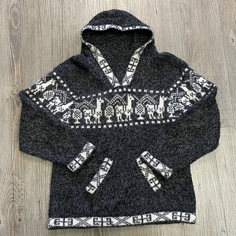 Knit Pullover Hoodie, Black, Size: 3Y