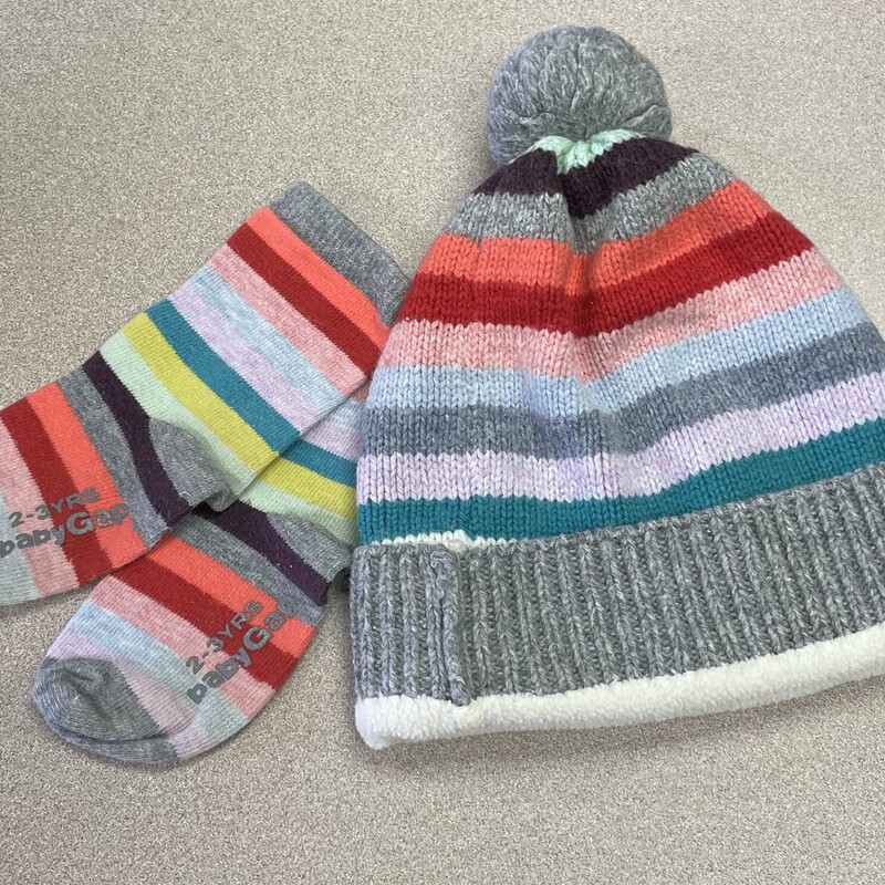 Gap Knit Lined Hat & Sock, Multi, Size: 2-3Y