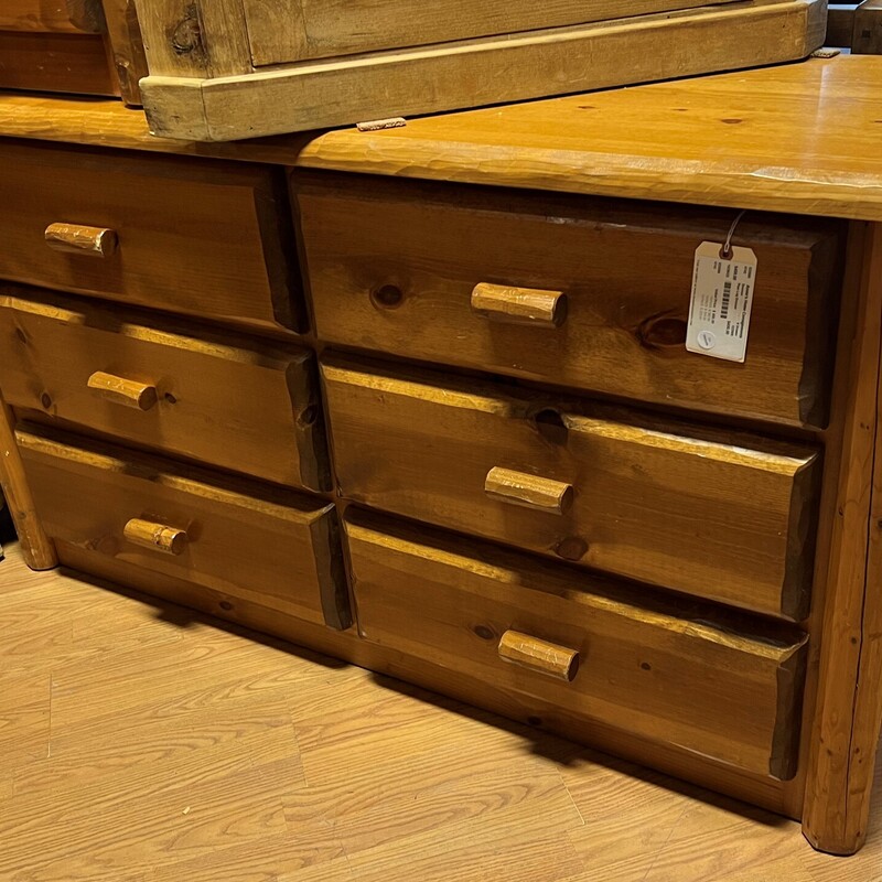 Pine Log Dresser, 6 Drawer
60in wide x 19in deep x 34in tall