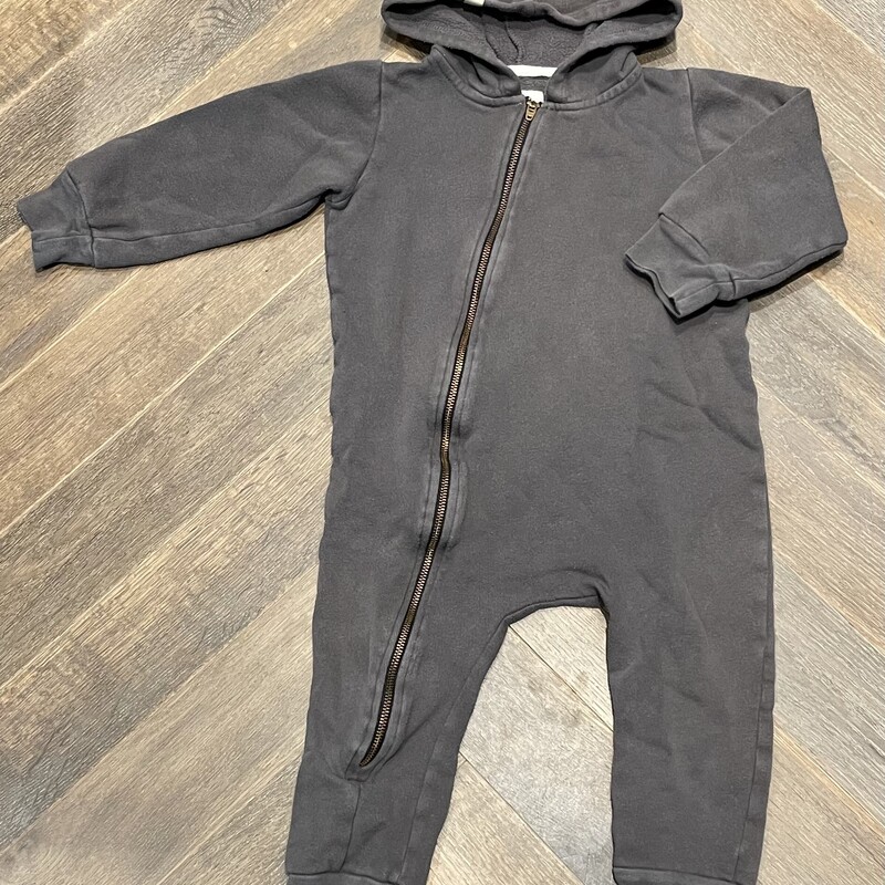Mini Mioche Hooded Onesie, Charcoal, Size: 4Y