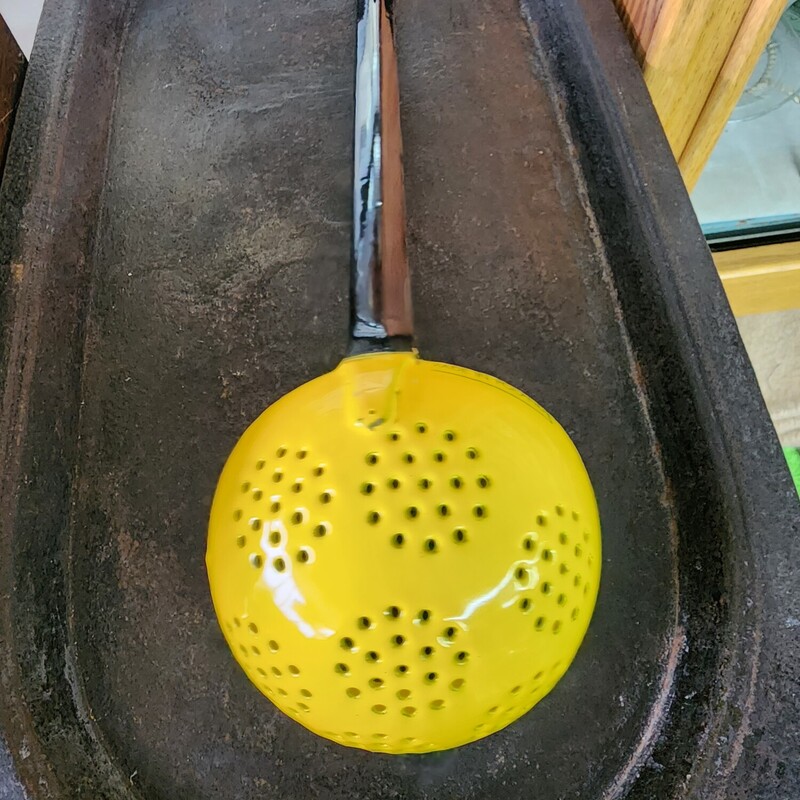 Enamelware Ladle, Yellow, Size: 14 In