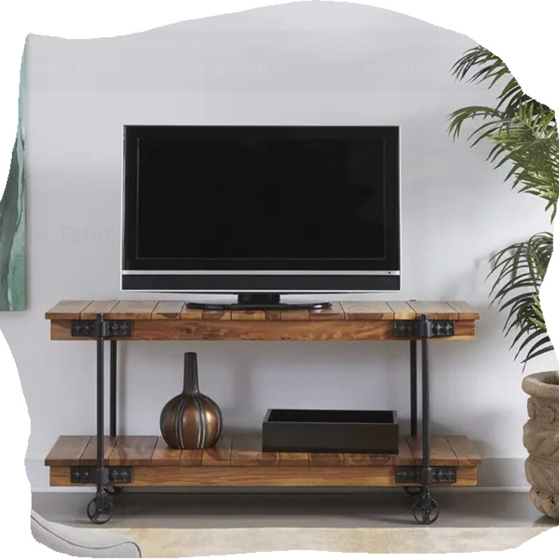 Kingston Industrial Console<br />
Brown Sheesham Wood with Black Iron Hardware<br />
Size: 63x18x30H<br />
Retail $975+