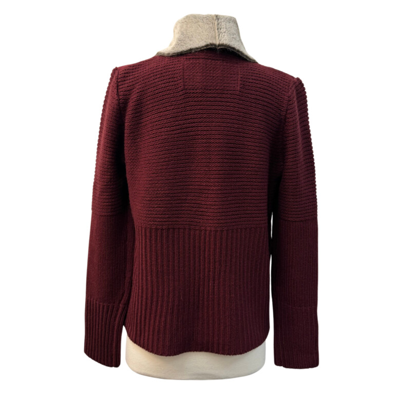 BNCI Faux Sude and Faux Fur Jacket<br />
Knit Sleeve Detail<br />
Color:  Wine<br />
Size: Small