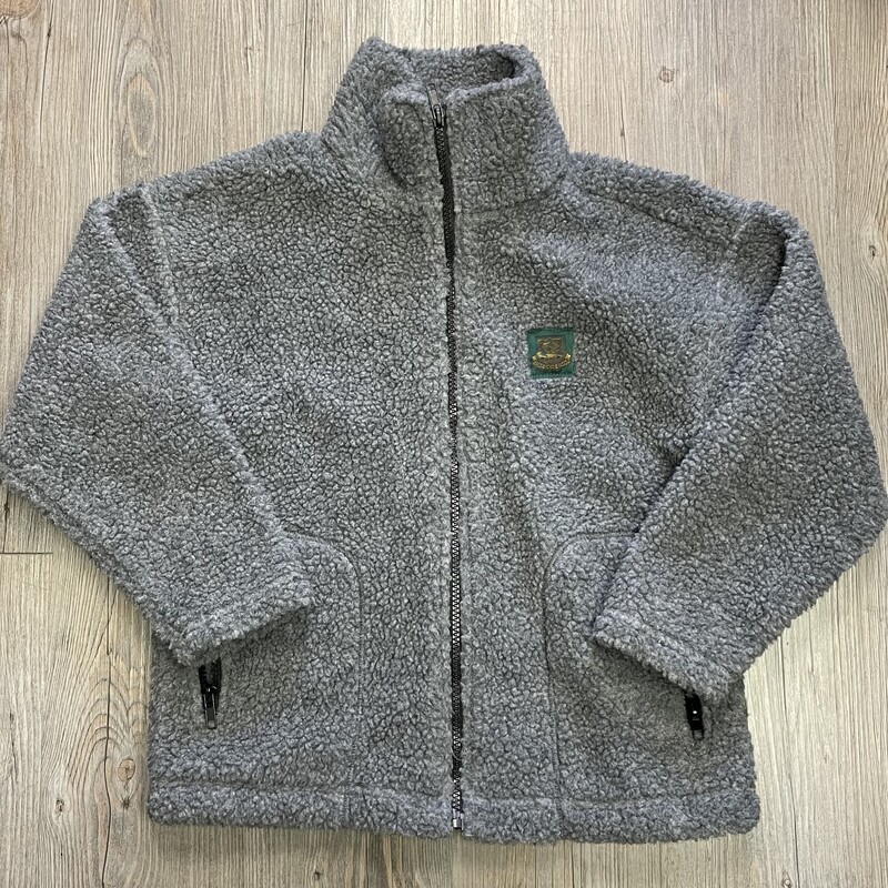 Fleece Zip Sweater, Grey, Size: 8-9Y