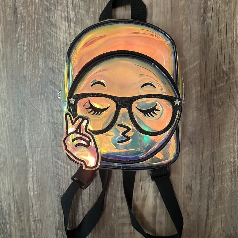 Peace Emoji Mini Backpack, Silver, Size: Bags