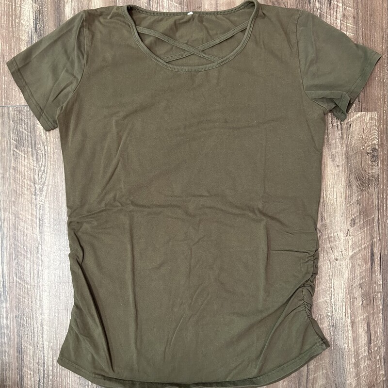 Cross Neck Tee, Olive, Size: Adult L