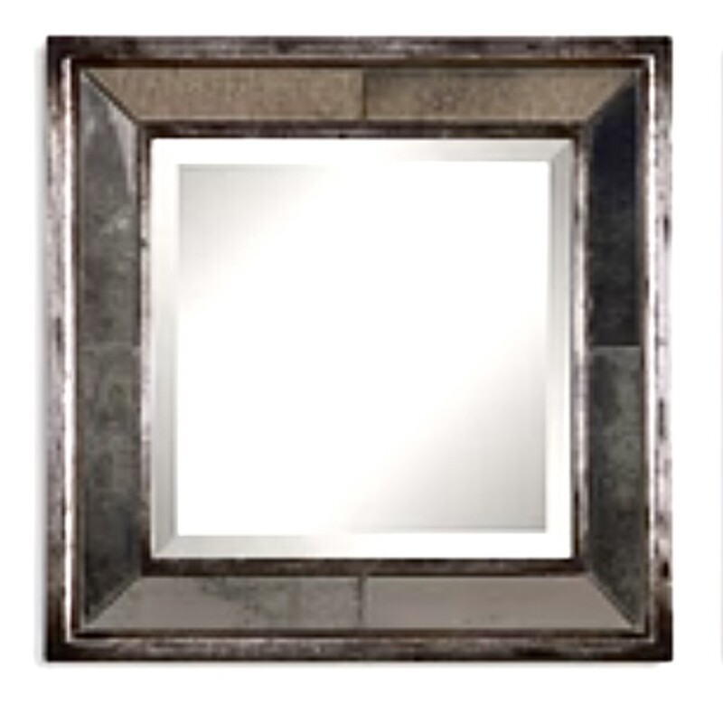Uttermost Beveled Wall Mirror
Silver Gray Metal
Size: 18x18x2H
Matching Mirror Sold Separately