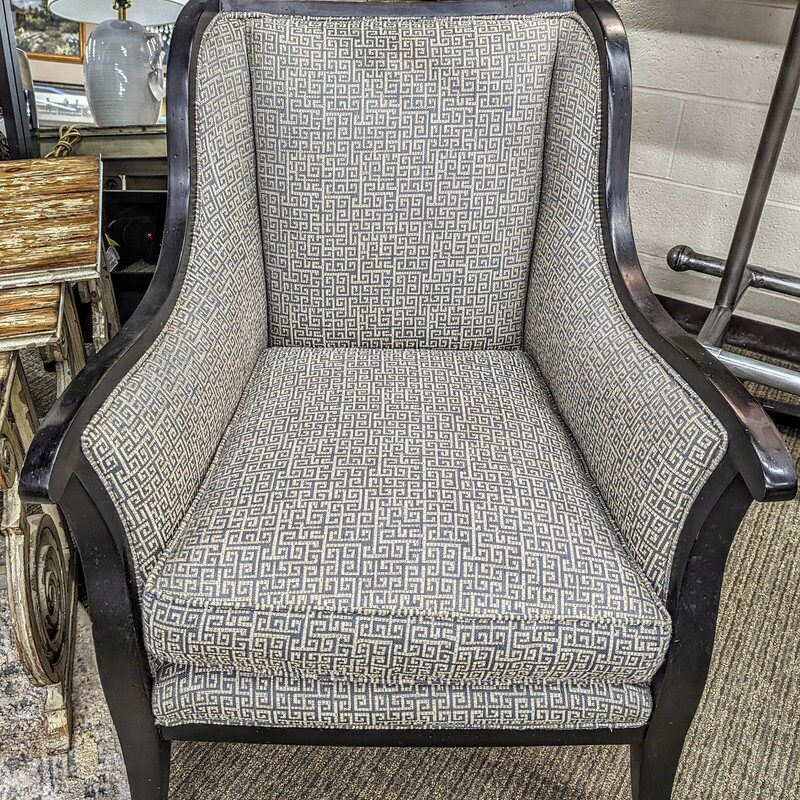 Arhaus Print Accent Chair
Blue Cream with Black Wood Trim
Size: 29x30x36H