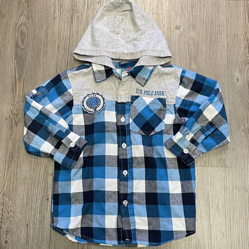 Ralph Lauren Hooded Shirt, Blue, Size: 4Y