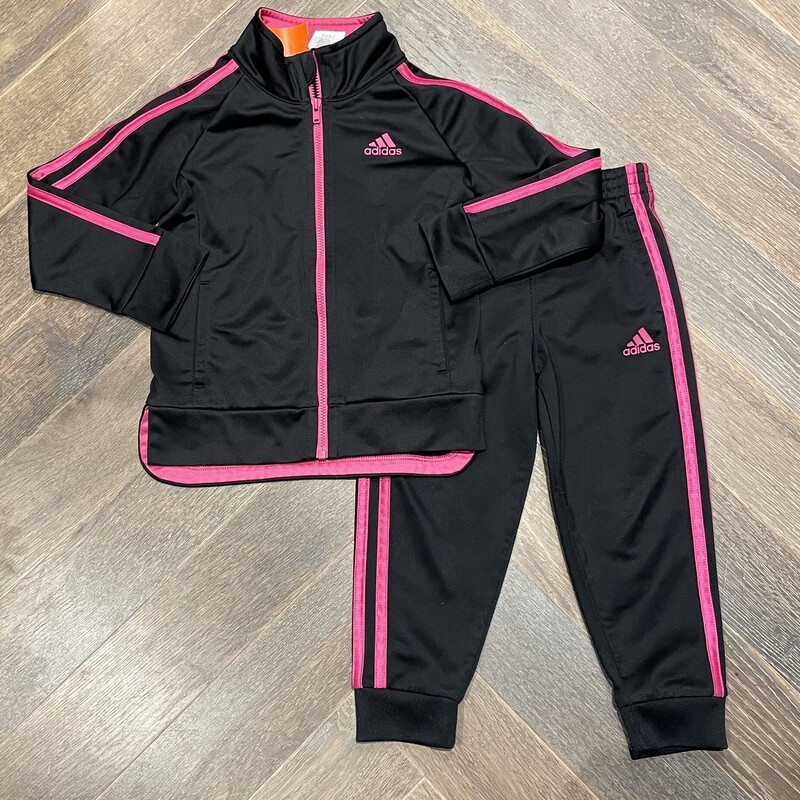 Adidas Active Track Pants set , Blk/pink, Size: 3Y