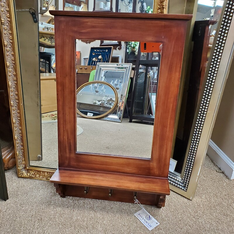 Mirror Shelf W/ Hooks