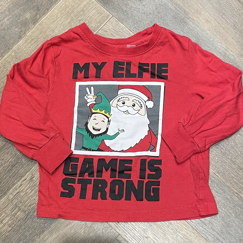 Christmas LS Tee, Red, Size: 2-3Y