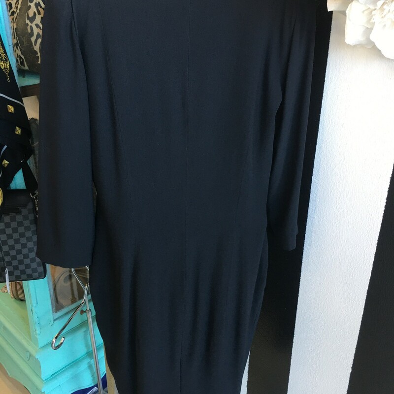 LIKE NEW, gorgeous Alexander McQueen dress. Long sleeve with zip closure and 3 zip pockets. Black acetate/viscose fabric with blue acetate/silk lining. Silver hardware. Italian size 46, US size 12. Won't last long! Retail approx: $1,650.00